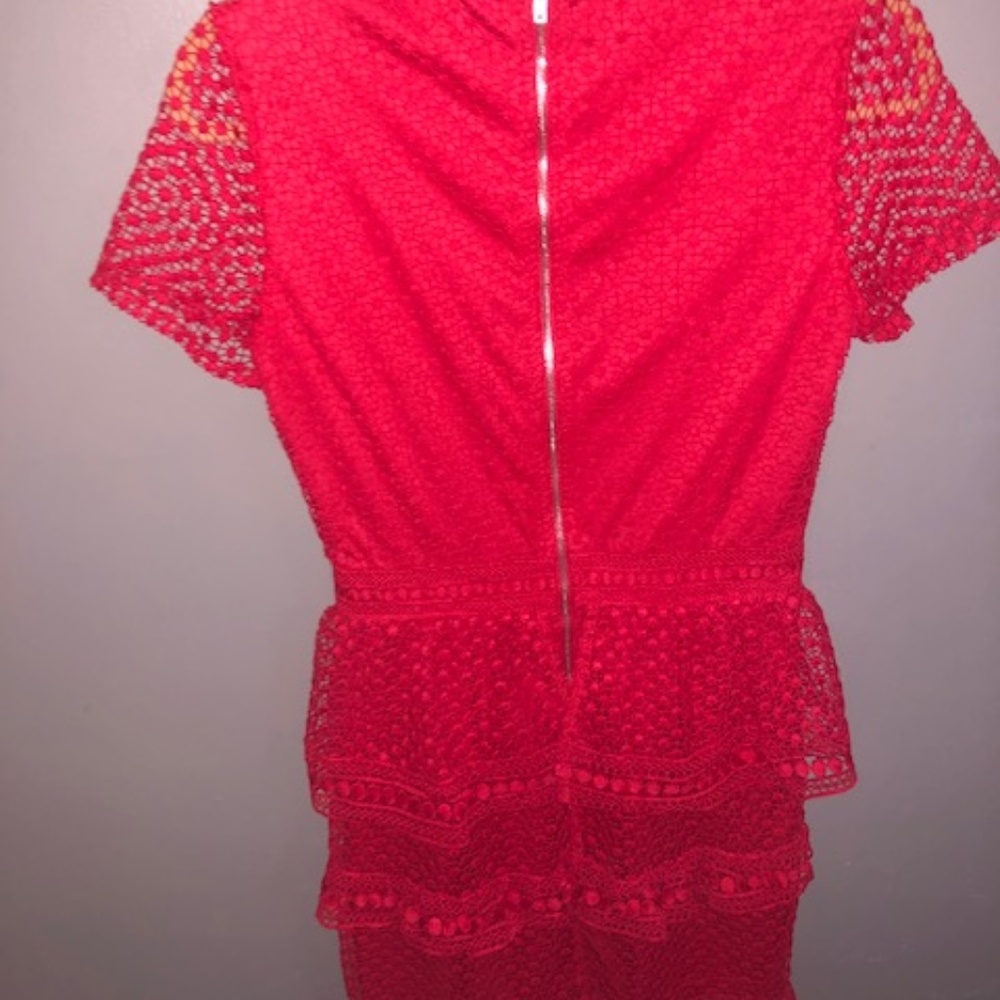 COPY - Red Ruffle Lace Dress - Picture 7 of 9